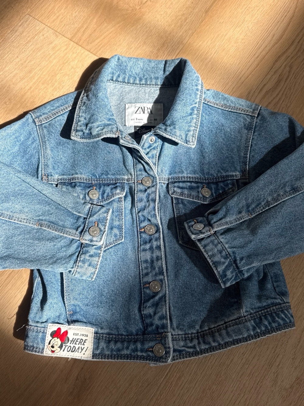 Zara Kids Light Blue Denim Jacket with Minnie Patch